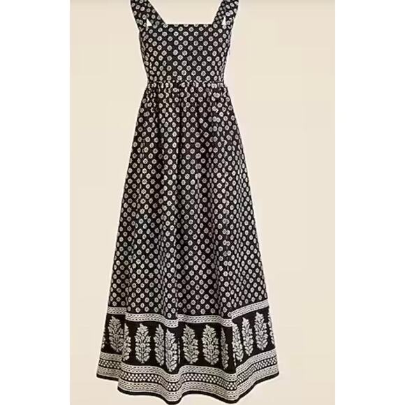 J.Crew Dresses & Skirts - J. Crew Squareneck Midi Dress in Block Print Black Sz 4  *FLAW* #655